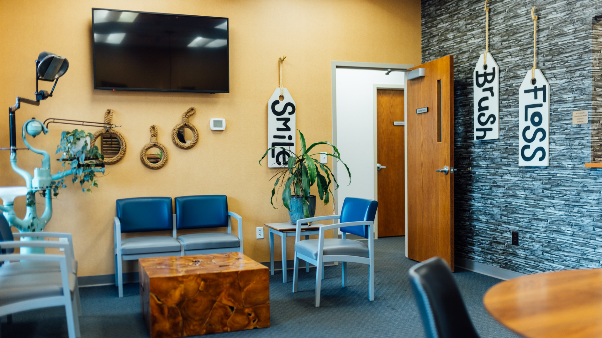 Waiting room at Generations Dental in Poplar Grove, IL